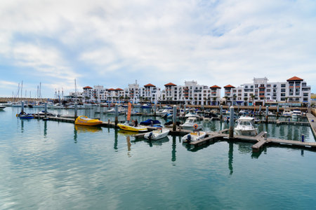Agadir. Morocco - December 23, 2016: View of Boats at Marina harbourのeditorial素材