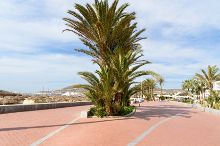 Agadir. Morocco - December 23, 2016: Beach promenade in Agadir cityのeditorial素材