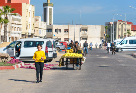 Essaouira, Morocco - December 31, 2016: People on the street in medinaのeditorial素材