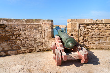 Essaouira, Morocco - December 31, 2016: Old cannons in fortress Sqala du Portのeditorial素材