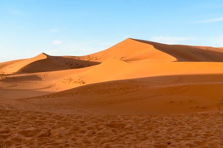 Erg Chebbi Sand dunes in Sahara Desert near Merzouga, Moroccoの写真素材