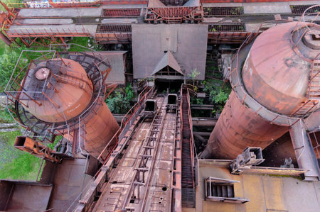 Nizhny Tagil, Russia - September 06, 2017: View from old top of blast furnace on Mining and metallurgical plant in Nizhny Tagil. Russiaのeditorial素材