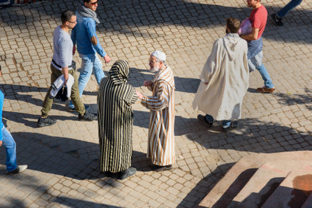 Marrakech, Morocco - December 28, 2017: Moroccan people on the street in medina at Marrakeshのeditorial素材