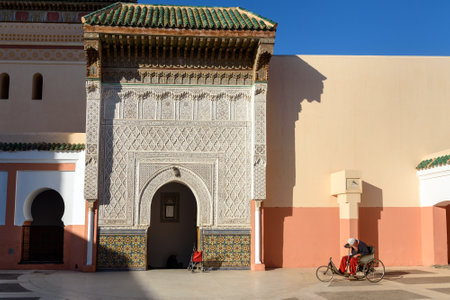 Marrakech, Morocco - December 28, 2017: Zawiya Sidi Bel Abbes mosque in Marrakesh, Moroccoのeditorial素材