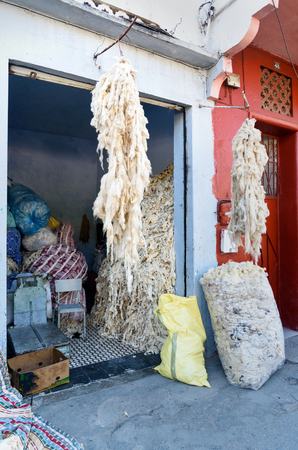 Wool of ram on the street in historical district Medina. Rabat. Moroccoの写真素材