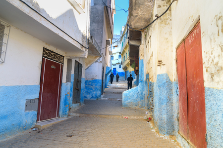 Moulay Idriss Zerhoun, Morocco - Jan 16, 2017: On the narrow street in Medina. Holy town of Moulay Idriss Zerhouneのeditorial素材