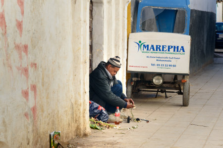 Rabat, Morocco - Jan 17, 2017: Moroccan man on the street of old town Medina. Rabat is the capital city of Morocco and its second largest cityのeditorial素材