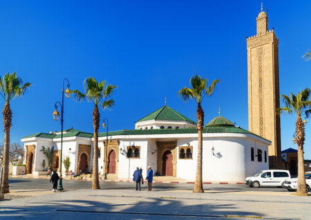 Rabat, Morocco - Jan 17, 2017: Ashohada Mosque. Rabat is the capital city of Morocco and its second largest cityのeditorial素材