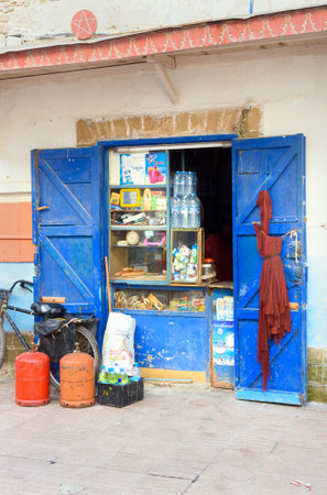 Essaouira, Morocco - January 01, 2017: Small local shop with products and goods in medinaのeditorial素材