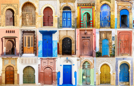 Collage of Traditional Moroccan entry doorの写真素材