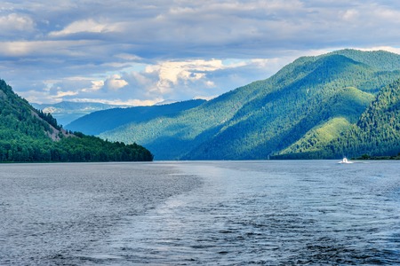 View of Teletskoye Lake. Northern shore. Altai Republic, Siberia. Russiaの写真素材