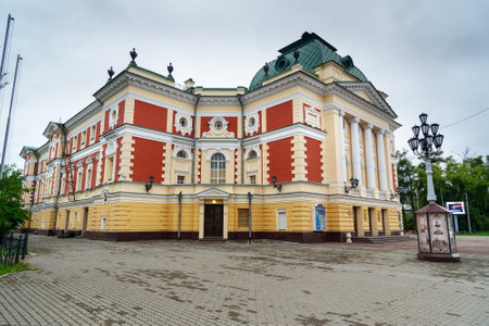 Irkutsk, Russia- Aug 14, 2017: Irkutsk Academic Drama Theater in center of cityのeditorial素材