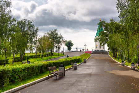 Krasnoyarsk, Russia- August 9, 2017: Paraskeva Pyatnitsa Chapel on the top of Karaulnaya Mountainのeditorial素材