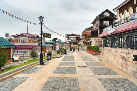 Irkutsk, Russia - August 14, 2017: 130-th Quarter historical area in Irkutsk. People began to build houses in the early XVIII centuryのeditorial素材