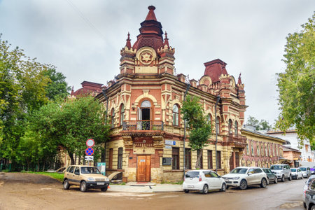 Irkutsk, Russia - August 14, 2017: Mr. Fineberg's private house. Presently it is a public library. The building was built in 1899-1901のeditorial素材