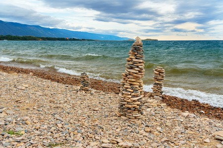 View of Cape Uyuga. Maloe More on Lake Baikal in the morning. Russia