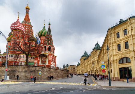 Moscow, Russia - April 27, 2018: St. Basil's Cathedral, Cathedral of Vasily the Blessed on Red Squareのeditorial素材
