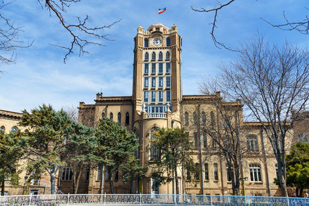 Tabriz, East Azerbaijan province, Iran - March 15, 2018: Saat Tower also known as Tabriz Municipality Palace inのeditorial素材