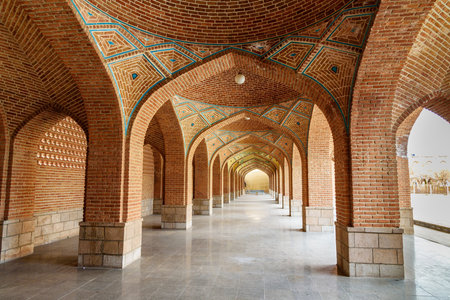 Arched corridor in courtyard of Blue Mosque. The mosque were constructed in 1465. Tabriz. East Azerbaijan province. Iranのeditorial素材