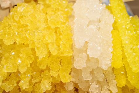 Nabat is Persian Saffron Rock Candy, crystallized sugar, flavored with saffron in Tabriz Grand Bazaar. Tabriz. East Azerbaijan province. Iranの写真素材