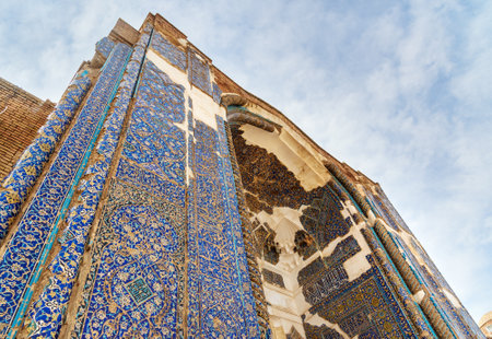 Grand entrance to Blue Mosque. The mosque were constructed in 1465. Tabriz. East Azerbaijan province. Iranのeditorial素材