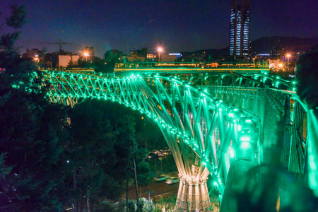 Tehran, Iran - March 18, 2018: View of Tabiat Bridge at nightのeditorial素材