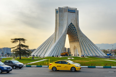 Tehran, Iran - March 19, 2018: Azadi Tower is monument at Azadi Square