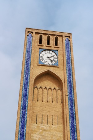 Clock tower at Hazrat Mahdi avenue in the old city Yazd. Iranの写真素材