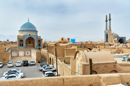 Yazd, Iran - March 23, 2018: View of Old City, historic centre from roof in Yazd, Iranのeditorial素材
