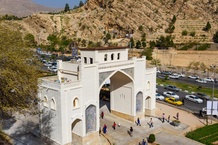 Shiraz, Iran - March 24, 2018: View of Qur'an Gate is historic gate to Shirazのeditorial素材