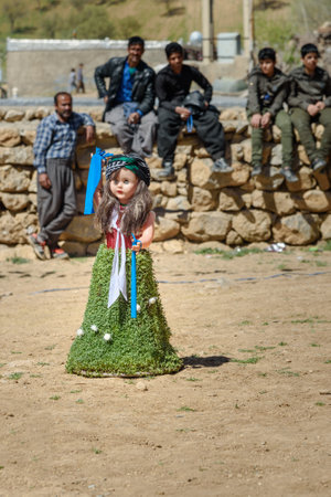 Lorestan Province, Iran - April 1, 2018: Doll for Lurish Cupi dances on wedding ceremony in the village.のeditorial素材