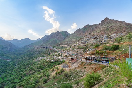 View on Howraman village or Uraman Takht in Zagros Mountain. Kurdistan Province, Iran.