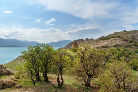 View of Akdamar Island in Van Lake. Turkey