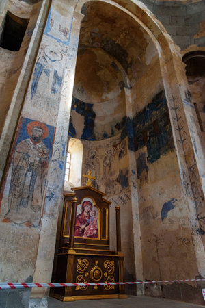 Interior of Armenian Cathedral Church of Holy Cross on Akdamar Island. Van Lake. Turkeyのeditorial素材
