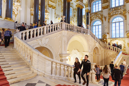 Saint Petersburg, Russia - January 3, 2018: Jordan Staircase in Winter Palace, State Hermitage Museumのeditorial素材