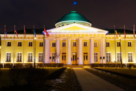 Tauride Palace at night in Saint Petersburg. Russiaのeditorial素材