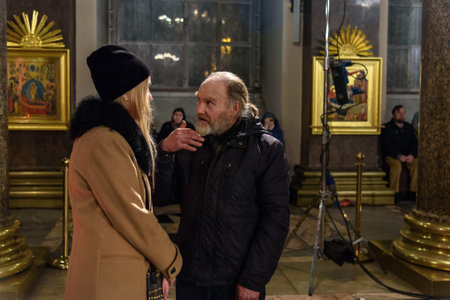Saint Petersburg, Russia - January 6, 2018: People on Christmas service in Kazan Cathedralのeditorial素材