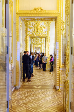 Pushkin, Saint Petersburg, Russia - January 8, 2018: Doors inside of Catherine palace in Tsarskoe...