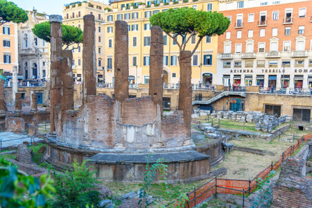 Rome, Italy - October 04, 2018: Area Sacra di Largo Argentina is square ruins in Romeのeditorial素材