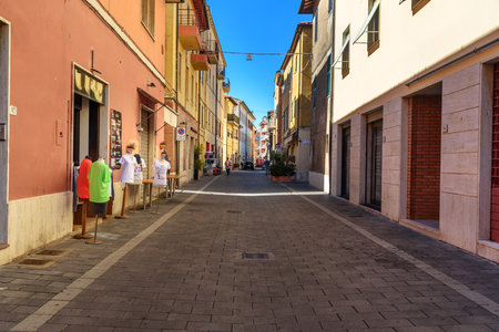 Orbetello, Italy - October 08, 2018: View of narrow street in Orbetello on peninsula Argentario. Tuscany. Italyのeditorial素材