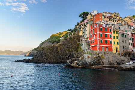 View of Riomaggiore in coastline of Liguria, Cinque Terre. Italyの写真素材