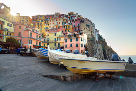 View of Manarola in coastline of Liguria, Cinque Terre. Italyの写真素材