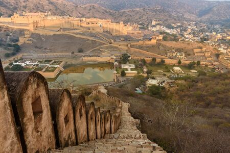 View of Amber fort and palace at morning in Jaipur. Rajasthan. India