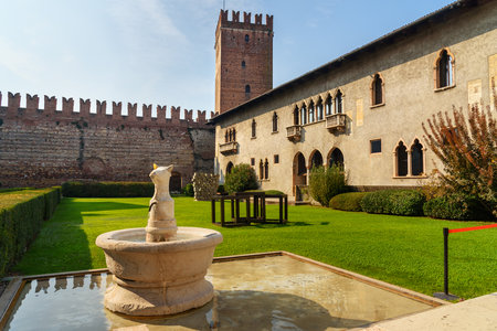 Courtyard of Castelvecchio is castle in Verona. Italyのeditorial素材