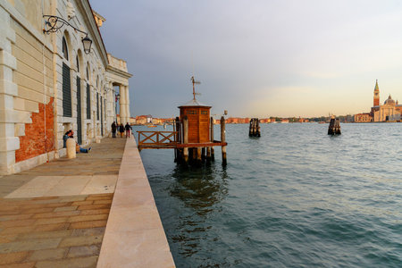 Venice, Italy - October 23, 2018: Fondamenta Zattere Ai Saloni on sunset in Veniceのeditorial素材
