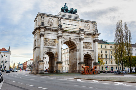 Munich, Germany - October 31, 2018: Siegestor or Victory Gate, triumphal arch in Munichのeditorial素材