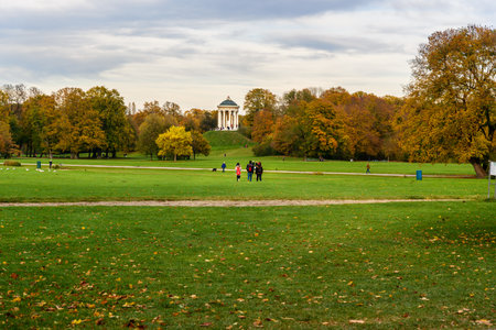 Munich, Germany - October 31, 2018: Monopteros in Englischer Garten in autumnのeditorial素材