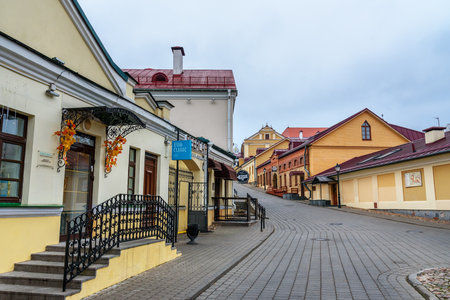 Minsk, Belarus - November 15, 2018: On the Herzen Street in Upper Town in historical center of Minskのeditorial素材