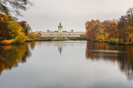 Charlottenburg Palace and garden in autumn in Berlin. Germanyのeditorial素材