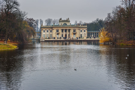 Lazienki palace or Palace on the Water in Royal Baths Park in autumn. Warsaw. Polandのeditorial素材